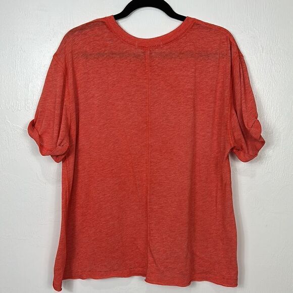 Free People We The Free Relaxed Fit Poppy Color Cassidy Tee Size M - Picture 4 of 9